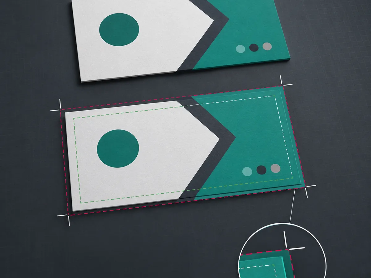 Printed sheet with crop marks and bleed